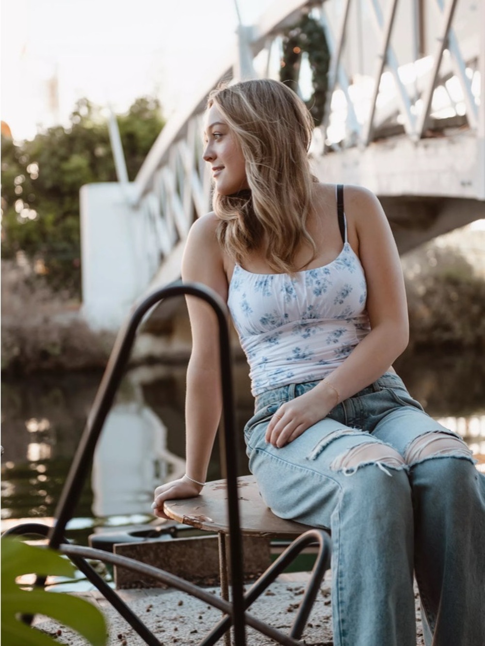 Pacific Sunwear Light Blue Floral Cami